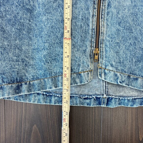 VTG Stonewashed Denim Skirt Juniors Size 13 100% Cotton Front Zip Y2K Streetwear - Picture 11 of 11